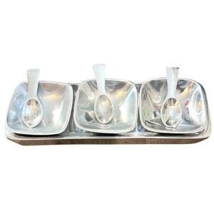 Vintage POTTERY BARN Barona Silver‎ 7 Piece Condiment Service